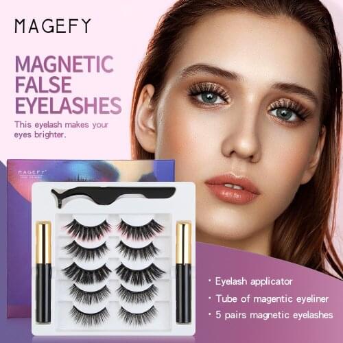 MAGEFY Wholesale Magnet Lashes Mink Fake Eyelash Magnetic False Eyelas Eyeliner Makeup Eyelashes Waterproof Liquid Long Lasting