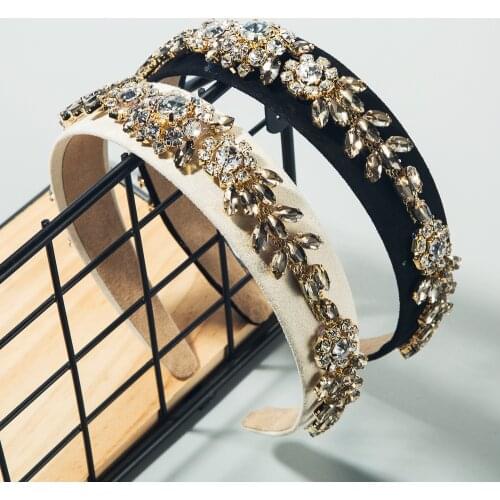 New 2021 Elegant Hairband Crystal Flower Baroque Headband Geometric Rhinestone Diamond Headbands for Women Hair Accessories