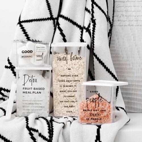 Plastic Refridge Storage Boxes 1000ml 800ml 600ml 400ml Letter Pattern Creative Design Storage Container for Grain Dry Food