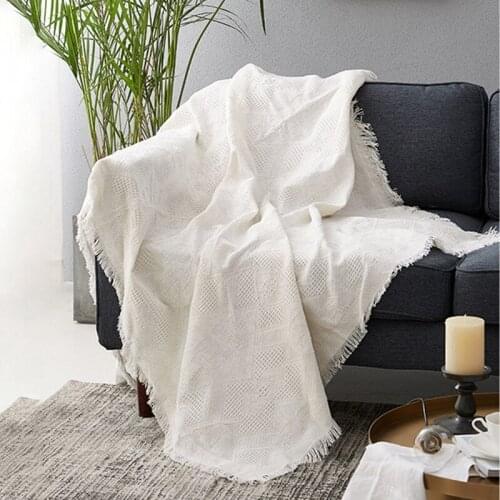 Tassel Sofa Blanket Soft Sofa Towels Portable Office Air Conditioning Blanket Washable Travel Camping Picnic Mat for Home Decor