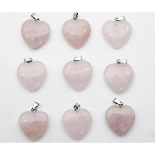 Wholesale 30pcs 16mm high quality natural stone Quart crystal heart pendant for DIY jewelry making necklace pendants Accessories