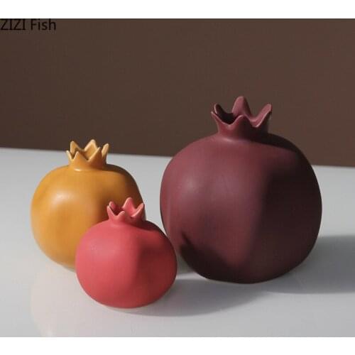 Cute ceramic vase color Pomegranate shape Simulation fruit Flower arrangement Flower vase Ceramic ornaments Home Decoration