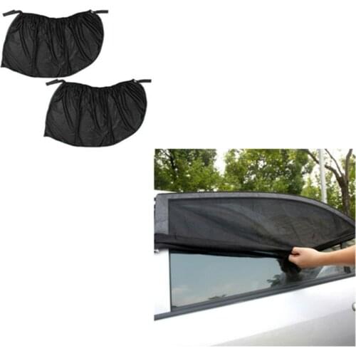 2Pcs Summer UV Protection Car Front Rear Side Window Sun Shade Anti-mosquito Car Sunshade Net Mesh Curtain