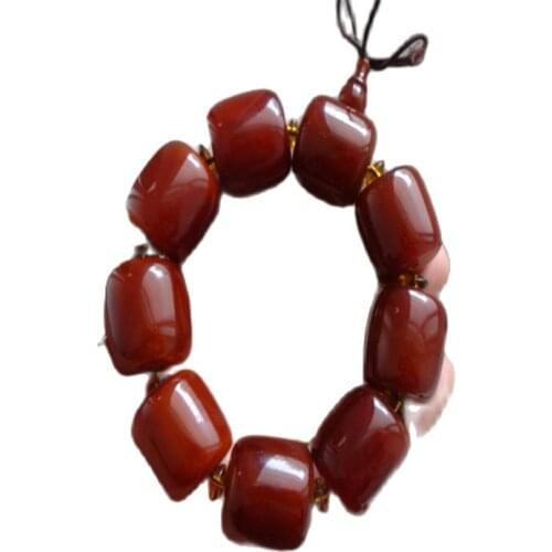 Tibetan yak horn blood red hand string red yak horn tube beads hand String Bracelet men lucky money