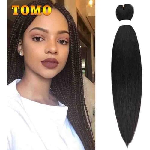TOMO 26Inch Pre-stretched Braiding Hair Hot Water Setting Yaki Synthetic Braiding Hair Extensions For Twist Braids Natural Brown