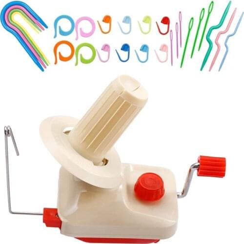 Nonvor Household Manual Bobbin Winder, Hand Operated Yarn Ball Winder with 25 Pcs Stitch Knitting Needles Ball Winder Combo
