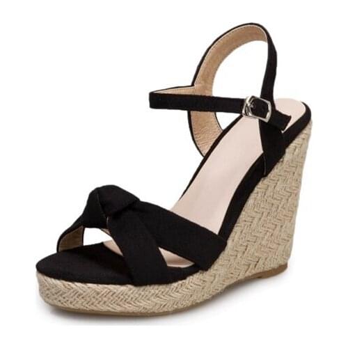 2020 Women Sandals Wedge Plus size 34-46 Summer Female Platform Bohemia High Heel Fashion Ankle Strap Open Toe Ladies Shoes 3047