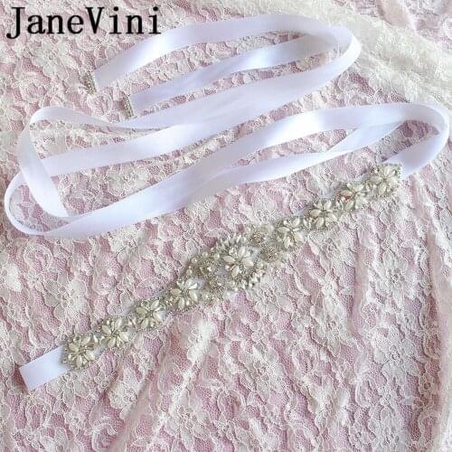JaneVini 2019 Luxurious Beaded Bride Belt Dress Wedding Bridesmaid Sash Pearl Crystal Bridal Embellished Belt New Robe Ceinture
