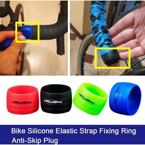 1 Pair Bike Silicone Elastic Strap Fixing Ring Anti-Skip Plugs Waterproof Wear Resistant Strap Loops for Road Bike Bar Tape