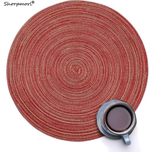 2021 Home Decor Manual Dining Table Placemat 100% Cotton Coffee Coaster Pad 35CM Round European Table Mats