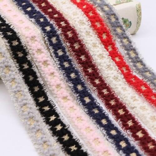 3 yards Wool Gold Wire Weaving Ribbon for diy head wear Bag clothing accessories Decoration Lace Trims