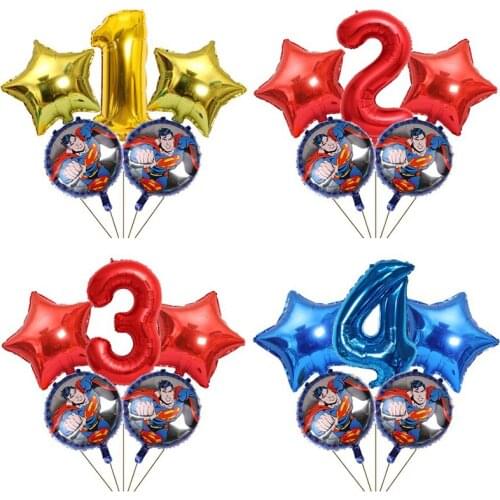 5 pcs Superman balloon 32-inch numbers Super hero Childrens party inflatable helium birthday party decoration Kid balloon toy
