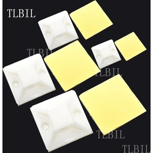 50Pcs White&Yellow Plastic Self Adhesive Cable Tie Mount Base Holder White 20 25 30 40mm Since the glue type positioning