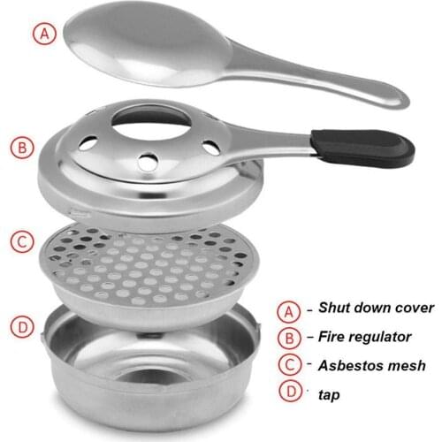 9.5cm Windproof Fondue Burner Portable Stainless Steel Outdoor Pot Panic Cooking Stove Burner Grill Accessories Camping Alc V4R3