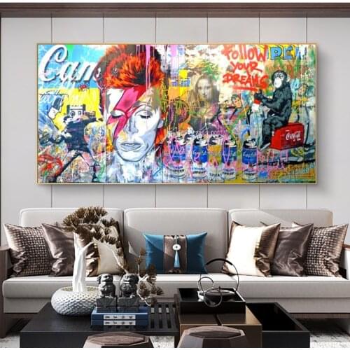 Abstract Monkey Graffiti Art Animals Paintings Print on Canvas Art Posters and Prints Street Art Decorative Pictures Home Decor