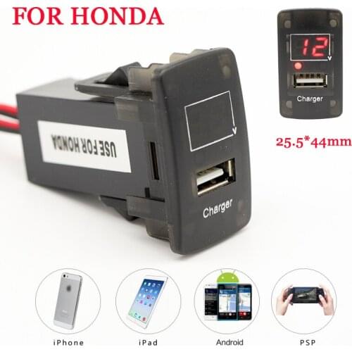 1Pcs Car Dedicated USB Charger with Voltmeter Display 2.1A Fast Charge USB Port Auto Adapter Lossless Installation for HONDA