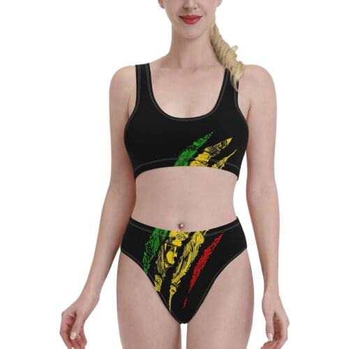 Bikinis Warrior Lion Of Judah King Rasta Reggae Jamaica Exotic 2021 Women Swimsuit high Waist womens top R333 Women Beach wear