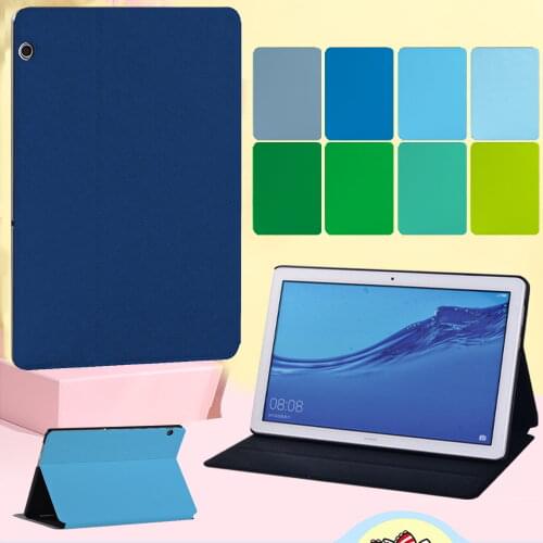Case for Huawei MediaPad T5 10 10.1/M5 10.8 Inch/M5 Lite 10.1/T3 8.0/T3 10 9.6 Solid Color Leather Tablet Cover Case + Stylus