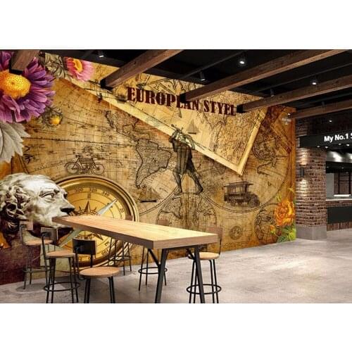 CJSIR Custom Wallpaper European Vintage Retro World Map TV Background Wall Living Room Bedroom Background Walls 3d Wallpaper