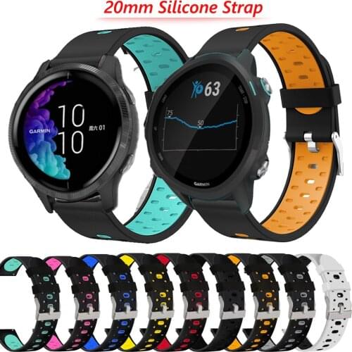 Colorful 20mm WatchBands straps For Garmin Venu SQ Forerunner 245 645 Music Vivoactive 3 Sport Silicone Smart Watchband Bracelet
