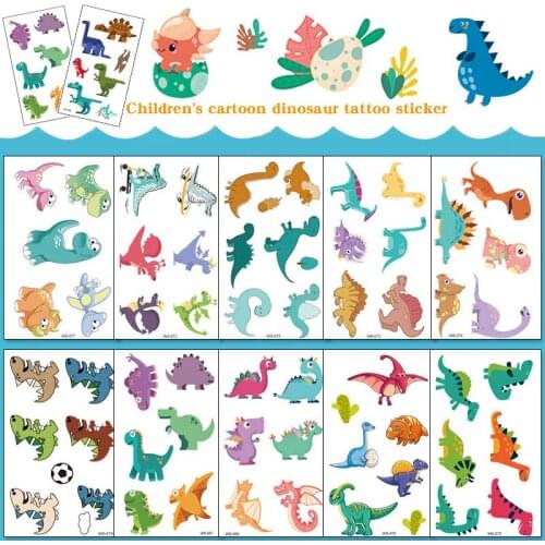 Dinosaur Tattoo Stickers Waterproof Childrens Cute Cartoon Animal Party Tattoo Stickers Safe Temporary Face Body Tattoo Sticker