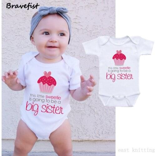 Soft Cotton Baby Bodysuit Fashion Baby Boys Girls Clothes Infant Jumpsuit Overalls Newborn Baby Clothing Big Sister Cake Print