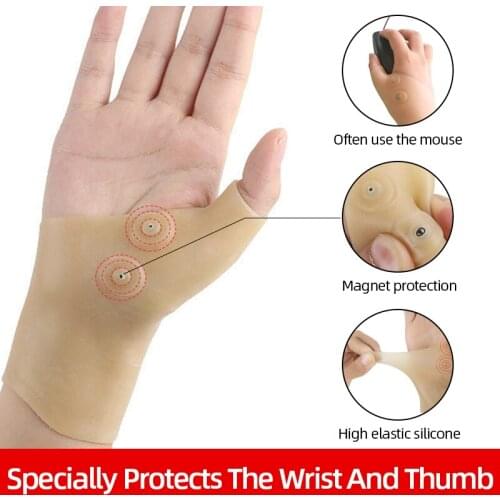 Magnetic Warm Wristband Sports Wrist Support Brace Basketball Tennis Wrist Guard Protector SiliconeThumb Sleeve