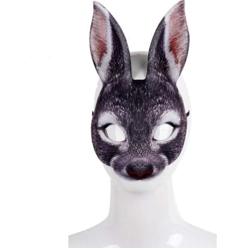 Halloween Rabbit Mask Unisex Half Face Creative Simulated Easter Carnival Masquerade Cosplay Party Accessories EVA Animals Mask