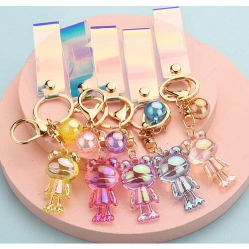 Cute Trinket Transparent Acrylic Frog Keychain Women Hanging Ornament Charm Accessories Animal Keyring Fashion Novelty Souvenir