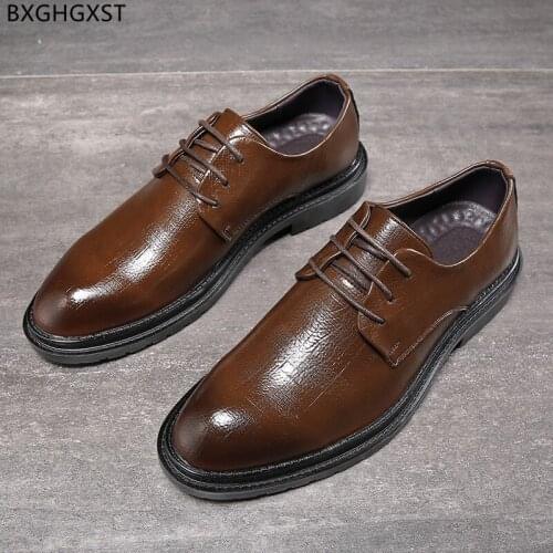 Leather Shoes Men Formal Mens Dress Shoes Black Oxford Shoes for Men Brown Office 2021 Chaussure Homme Zapatos De Hombre Sapato
