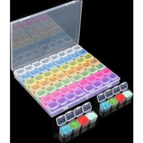 Diamond Painting Tool 56/28 Cells Plastic Storage Box Stickers Funnel Sets for Diamond Painting Accessories Beads Container