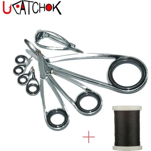8pcs/Kit KLH bracket stainless steel SIC guide ring for UL-L-ML power Spinning fishing rod repair refit assembly DIY rod guide