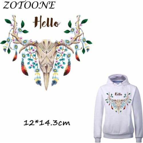ZOTOONE Patches Iron on Transfers DIY Accessory Decoration Feather Flower Patch for Clothing Print on T-shirt Applique Clothes C