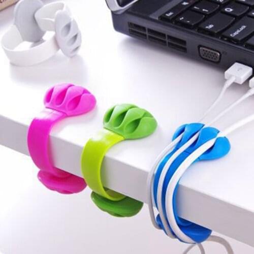 Mini Desktop USB Cable Car Wire Holder Silicone For Earphone Cable Clip Line Clasp Clamp Cable Organizer Tie Fixer