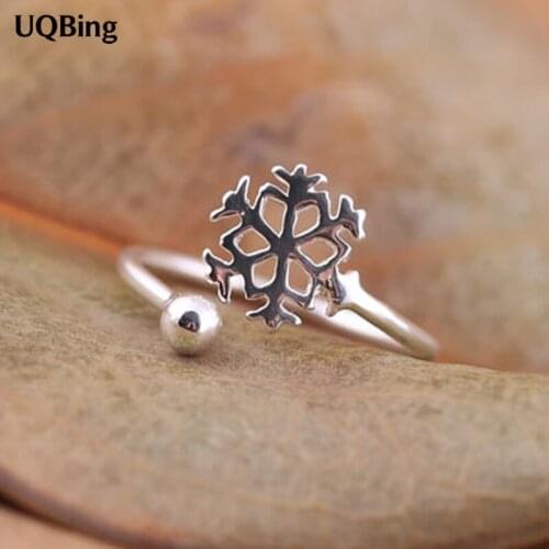New Arrivals 925 Sterling Silver Rings Snowflake Ring Open Rings For Girl Women Gift Jewelry