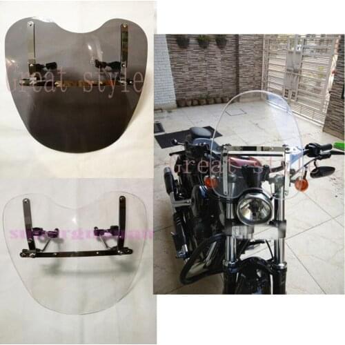 New For Honda Shadow Aero 750 Magna 700 VF700C With 7/8" And 1" Handlebars,motorbike Windshield Windscreen 19"x17" Clear