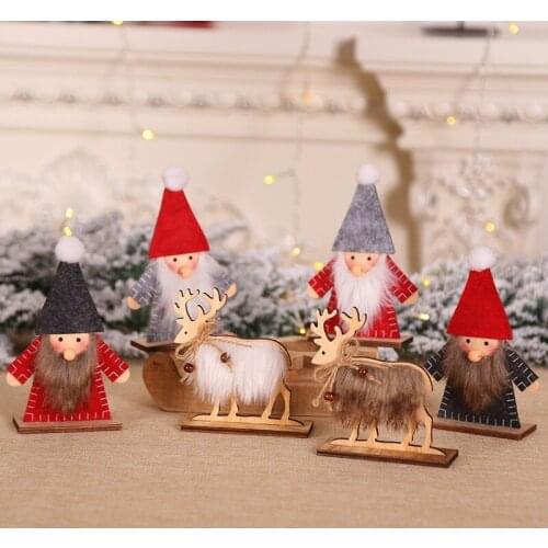 New Year 2021 Latest DIY Craft Wooden Elk Ornaments Gifts Noel Christmas Decorations for Home Xmas Tree Wood Pendant String