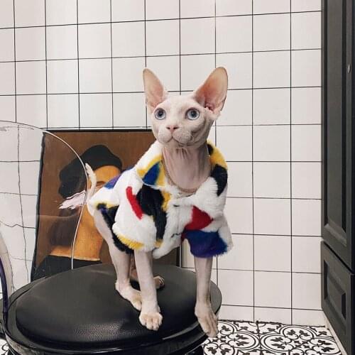 Hairless Cat Clothes Sphinx Devon Short Feet Warm Super Thick Plush Pajamas Winter