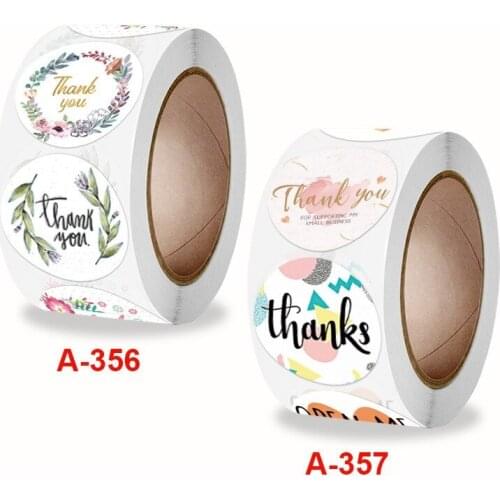 Wholesale 500pcs/roll Round Thank You Stickers for Handmade Crafts Decoration Label for Envelope Seal Thank You Sticker Labels
