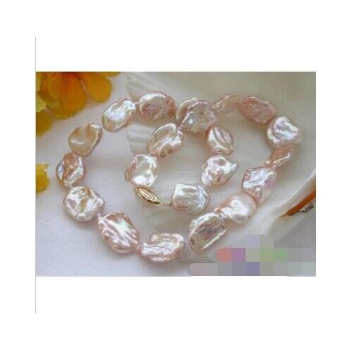 Hot salelustre Nature 16" 19mm BAROQUE pink KESHI REBORN PEARL NECKLACE