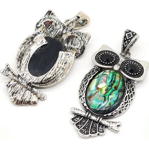 Fashion Owl Shell Pendant Charms Natural Abalone Shell Animals Pendant for Making DIY Jewelry Necklace Gift Size 30x50mm