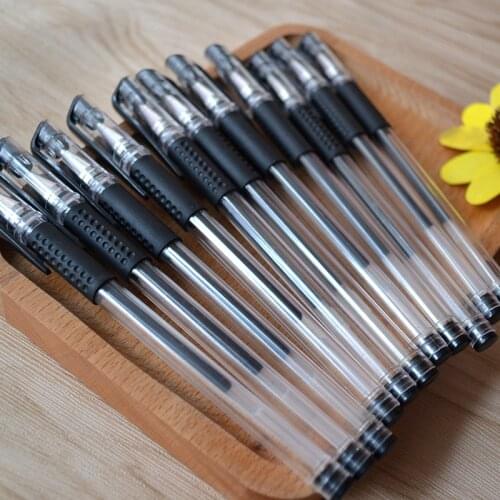 100 Pcs /Lot 0.5mm Black Gel Pen 100 Pieces Plastic Carbon Good Writing Pens Rubber Handle Chirography for Office School Student