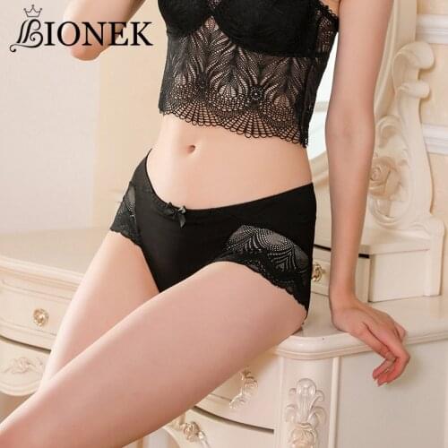 BIONEK Sexy Panties Transparent Floral Underwear Women Briefs Hollow Lace Underpants Lingerie Female Intimates Seamless Panty