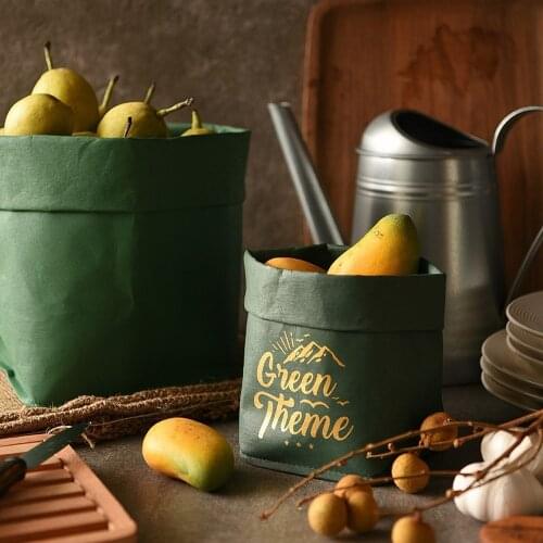 Nordic Washed Kraft Paper Storage Bag Vogue Dried Flower Pouch Vegetable Fruit Bread Bag Home Desktop Sundries Finishing Tote