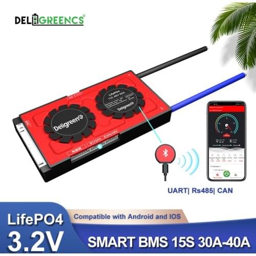 Smart BMS 15S 48V 30A 40A 60A for 3.2V rated Lifepo4 BMS Bluetooth APP contorl rs485 CAN box NTC UART