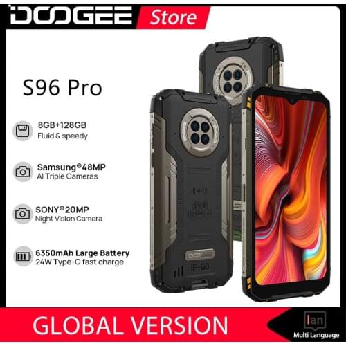DOOGEE S96 Pro Rugged phone Smartphone 48MP Round Quad Camera 20MP Infrared Night Vision Helio G90 Octa Core 8GB+128GB 6350mAh
