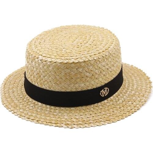 Simple Handmade girl Straw Beach Hat For Women Summer Holiday Panama Cap Fashion Flat Sun Protection Visor Hats