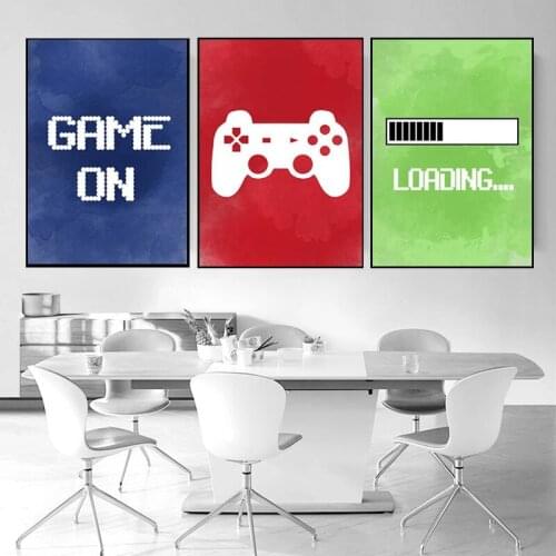 SPLSPL Video Gaming Room Posters Abstract Canvas Painting Funny Party Game Modern Wall Art Pictures for Boys Room Home Decortion