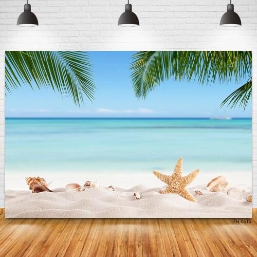 Tropical Backdrops Photography Sea Beach Sand Blue Sky Starfish Natural View Photocall Photography Background Photo Studio Prop