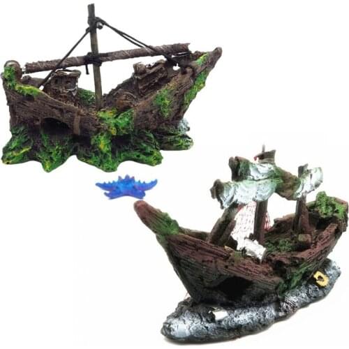 Vintage Pirate Ship Shipwreck Shelter Fish Tank Landscaping Ornament Simulation Crafts Aquarium Decorations Fish Hiding